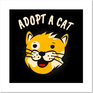 Adopt A Cat Cartoon Feline Lover Posters and Art